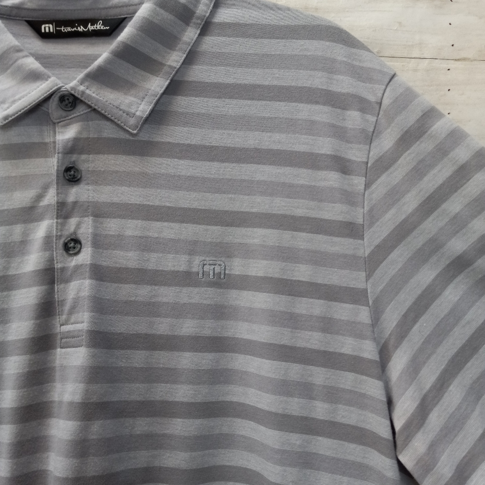 Travis Mathew Short Sleeve Gray Stripe Golf Polo XL